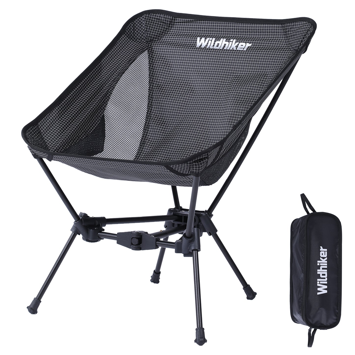 Wildhiker Ultralight Camping Chair – Compact Folding, Soft Ripstop Fabric with Side Pocket – Lightweight Plaid for Backpacking & Travel