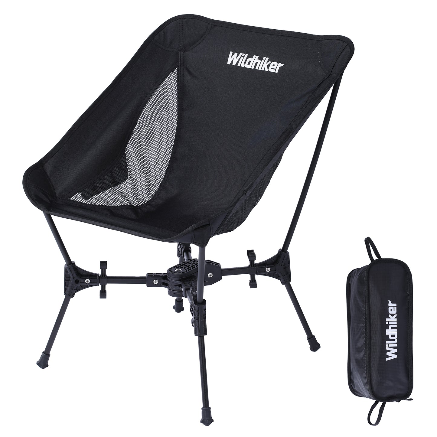 Wildhiker Compact Camping Chair – Portable Folding, Lightweight with Wide Seat and Side Pocket – Easy to Pack for Travel