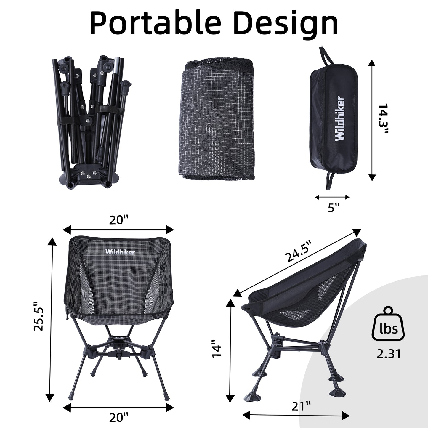 Wildhiker Ultralight Camping Chair – Compact Folding, Soft Ripstop Fabric with Side Pocket – Lightweight Plaid for Backpacking & Travel