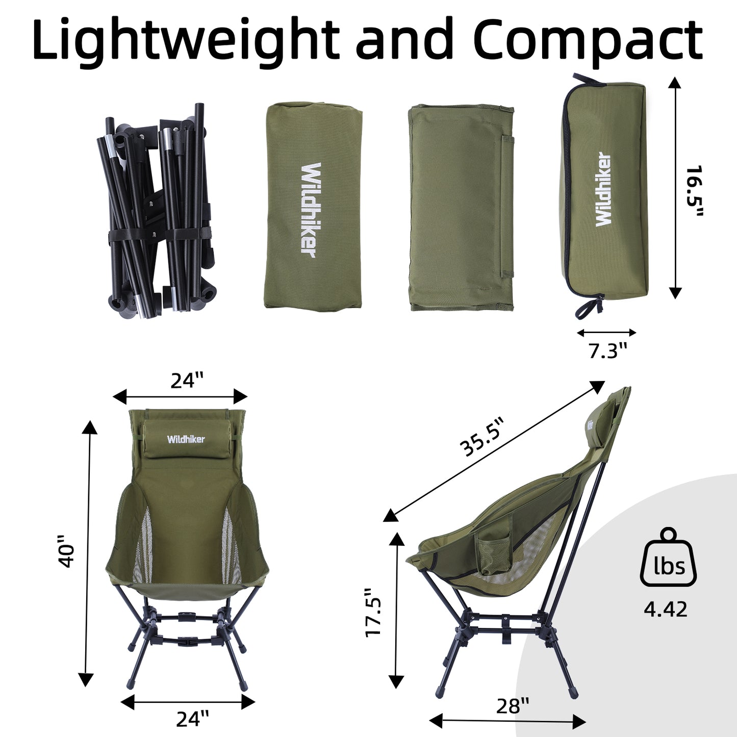 Wildhiker Large High Back Camping Chair