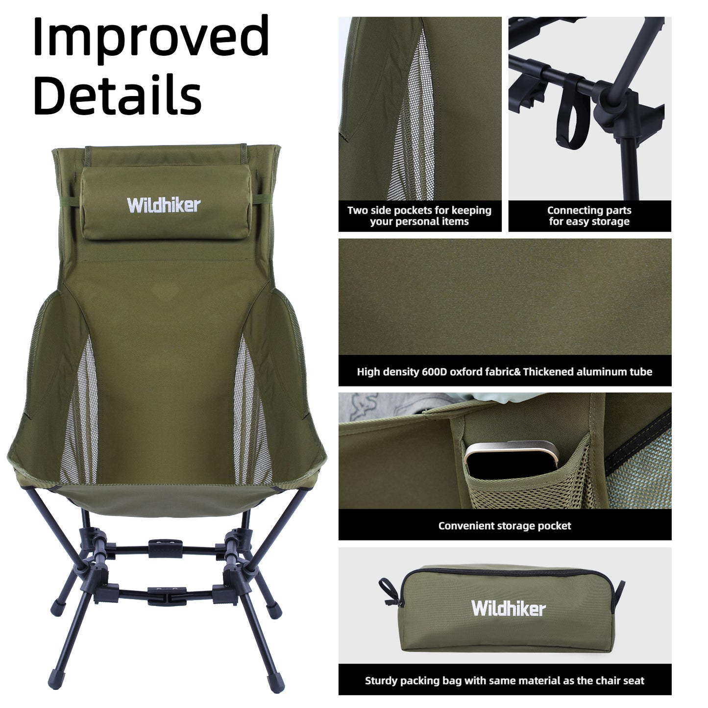 Wildhiker Large High Back Camping Chair