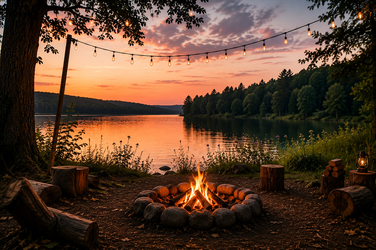 Campfire talks outdoor scene