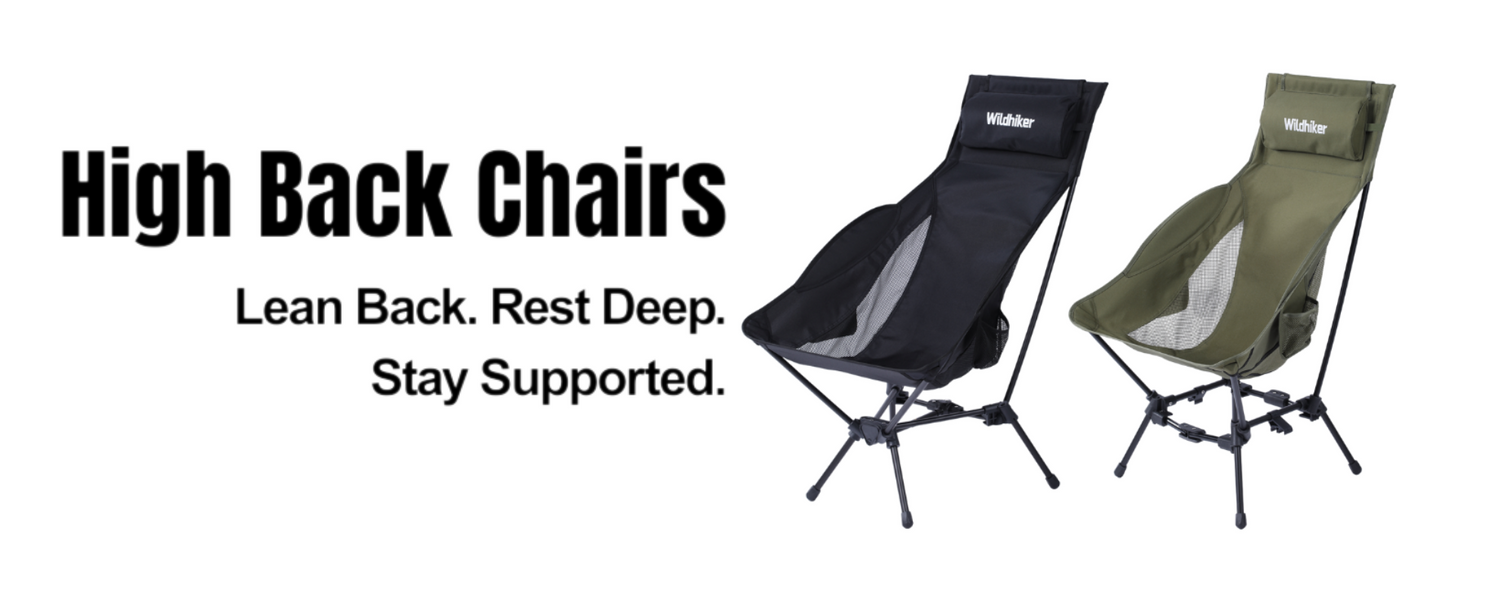 Wildhiker High Back Camping Chair with Adjustable Pillow and Arm Pads