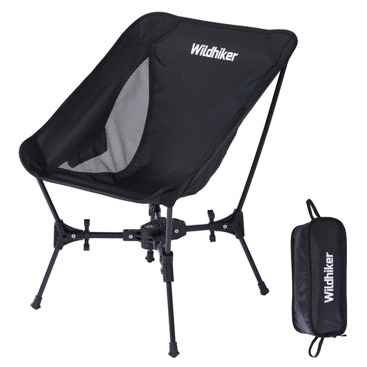 Wildhiker Compact Camping Chair – Portable Folding, Lightweight with Wide Seat and Side Pocket – Easy to Pack for Travel