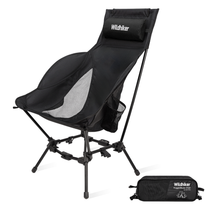 Wildhiker Dual Mode High BacCamping Chair – Portable Folding with Pillow, Arm Pads and Side Pockets – Lightweight Green
