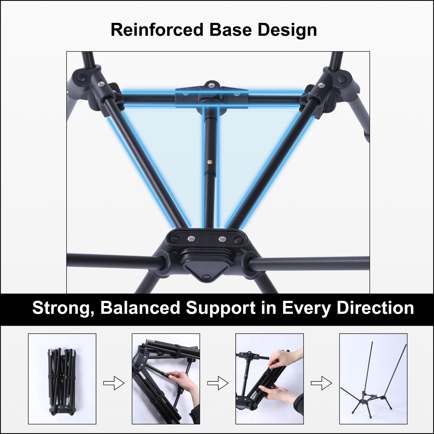 Wildhiker High Back Camping Chair – Portable Folding, Deep Recline with Pillow and Arm Pads – Lightweight Black