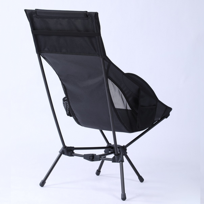Wildhiker High Back Camping Chair – Portable Folding, Deep Recline with Pillow and Arm Pads – Lightweight Black