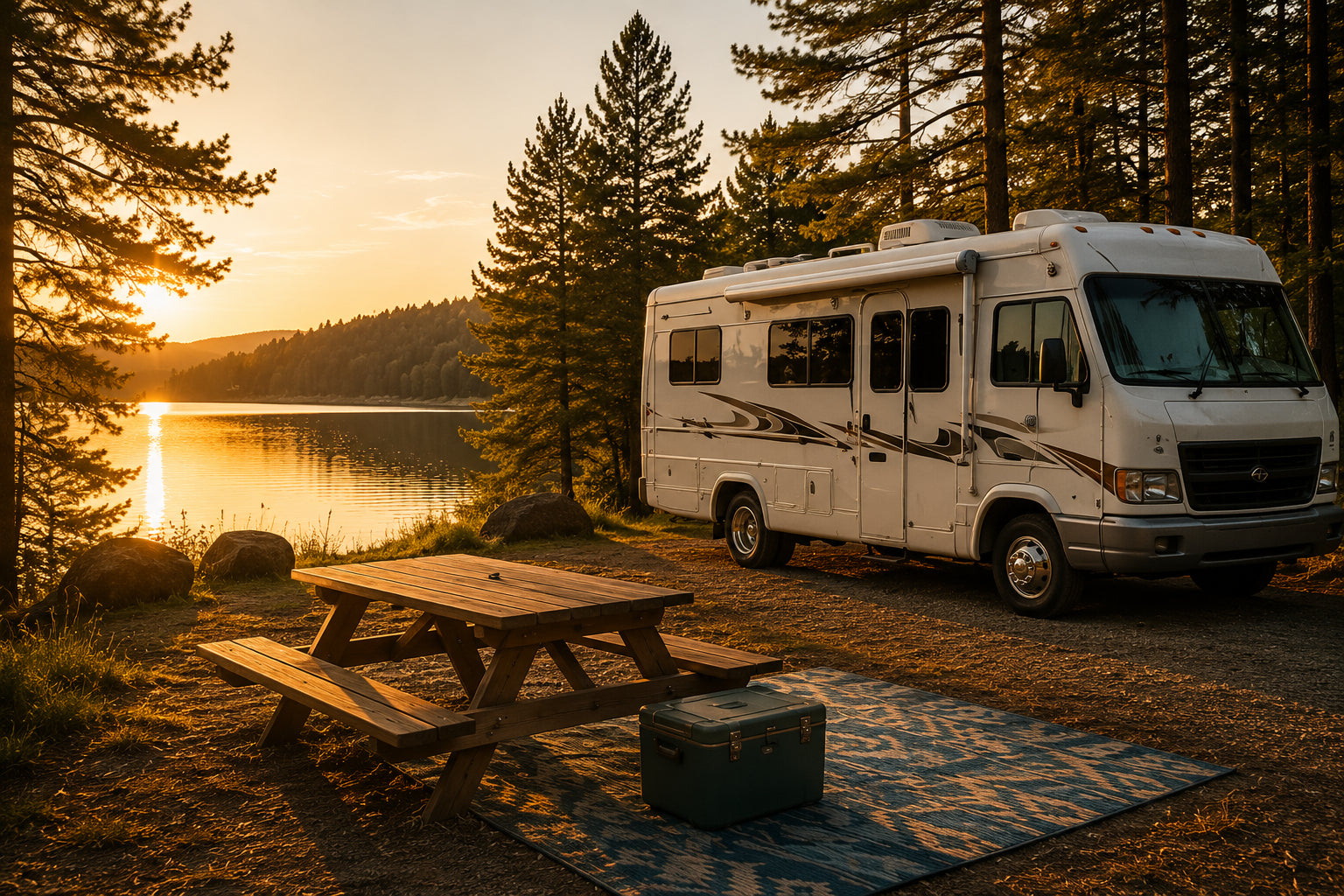 RV stops outdoor scene